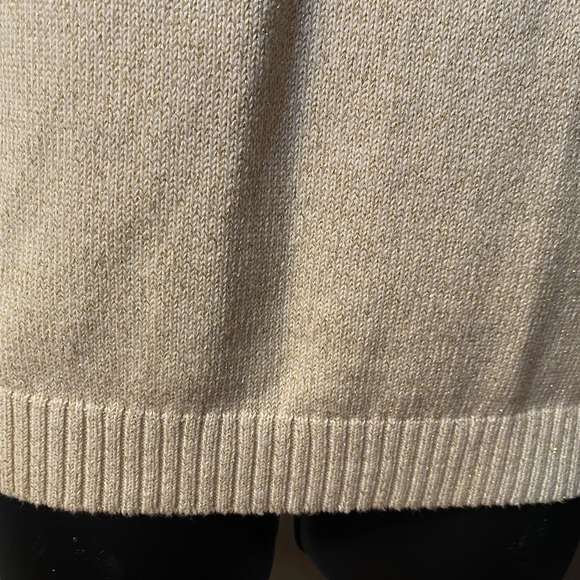 CHARTER CLUB Ivory and Gold Metallic Sweater with gold Hinged Closures - Picture 3 of 16